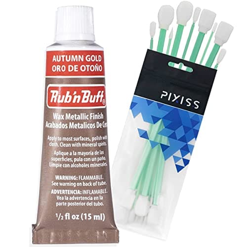 Rub n Buff Wax Metallic Autumn Gold Rub and Buff Finish 05Fluid Ounce Pixiss Blending and Application Tools for Applying Metallic Wax Paint