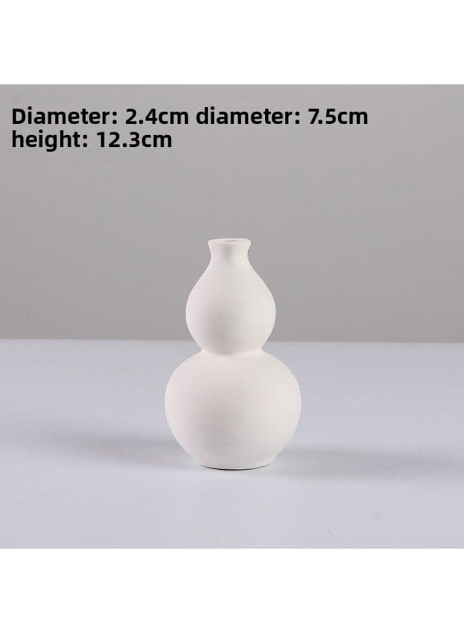 Kindergarten Diy Ceramic Bottle Painted Plain Blank Water Extension Hand Painted White Embryo Children's Parent-child Non-plaster Vase-Color:28-6 Gourd Bottles