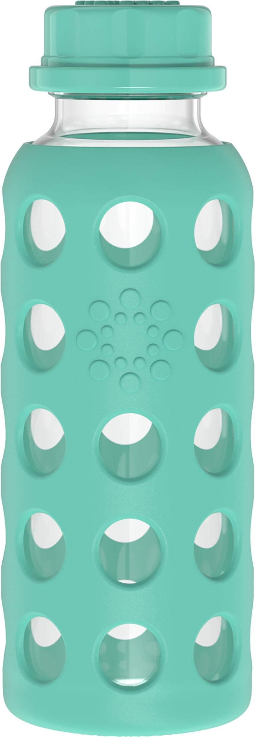 Lifefactory 9Ounce Glass Water Bottle with Flat Cap and Silicone Sleeve Kale