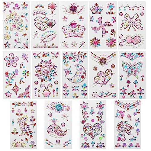 Ourart 14 Sheets Rhinestones Stickers, Self-Adhesive Craft Jewels and Gems Sticker for DIY Crafts, Scrapbook, Multicolor