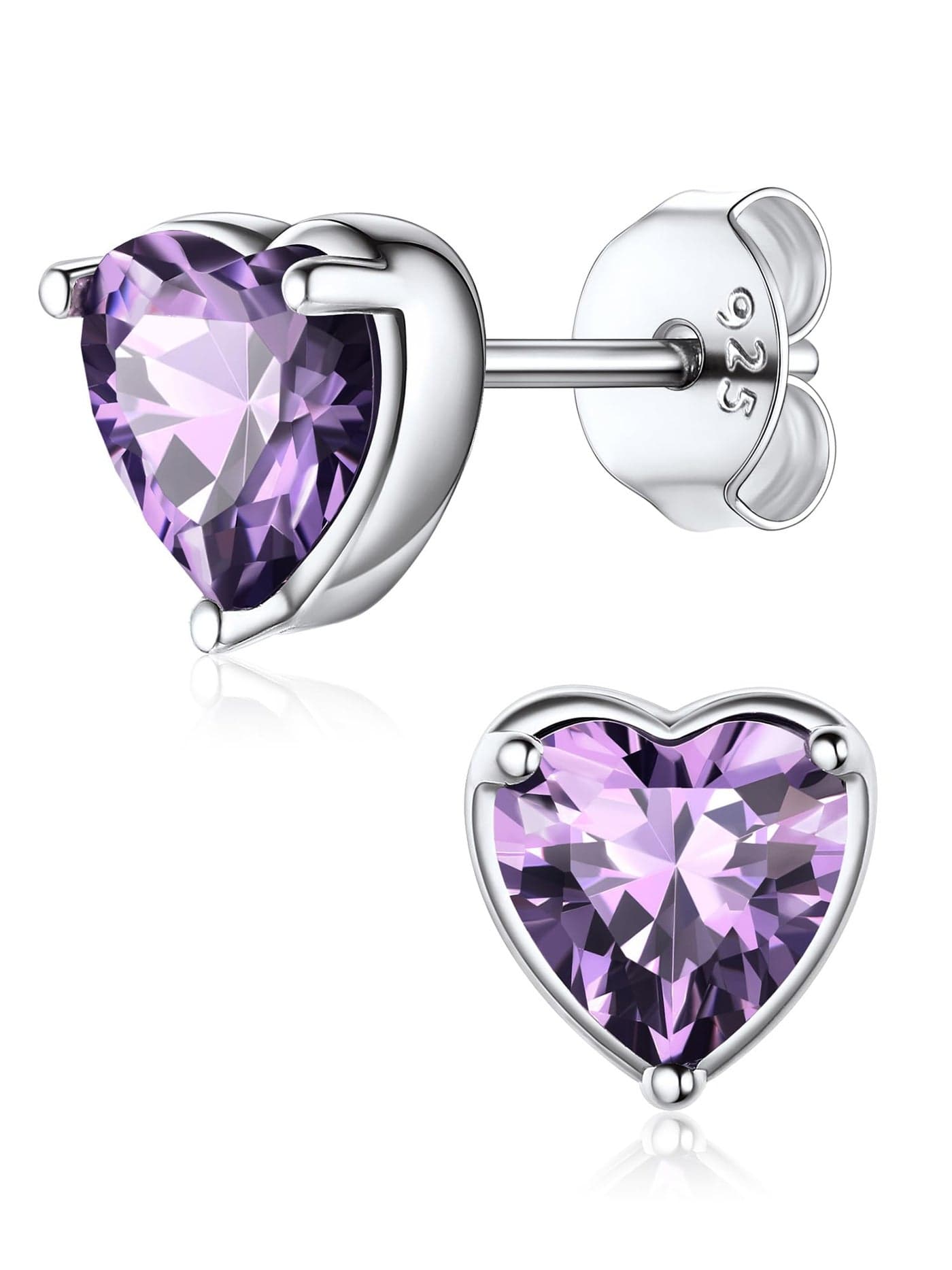 ChicSilver Purple Earrings for Women Heart Earrings February Birthstone Amethyst Stud Earrings Hypoallergenic Gifts for Mom