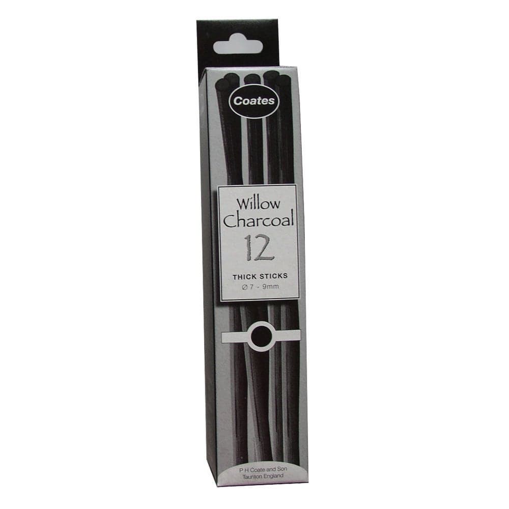PH Coate Artist Willow Charcoal Thick 12 Sticks Black