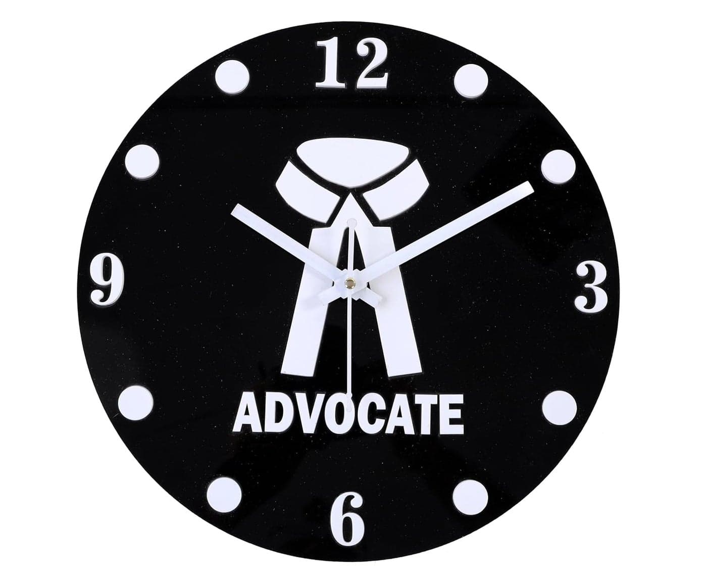 IIE Advocate Round Acrylic Wall Clock with Out Glass Lawyer Gift 12 Inch Black White CL 78