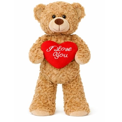 Aqushymallow Cow Teddy Bear Plush Toy Hugging a Red Rose or a Heart Romantic Teddy Bear Plush Doll Valentines Day Birthday Girls Gift Brown Bear Heart