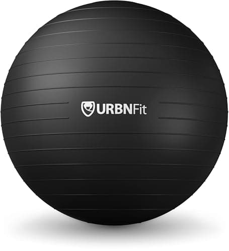 URBNFit Exercise Ball - Yoga Ball in Multiple Sizes for Yoga, Pilates, Pregnancy, Stability - Anti-Burst Swiss Balance Ball w/Quick Pump – Office Ball Chair for Home and Gym – 30 Inch - Black