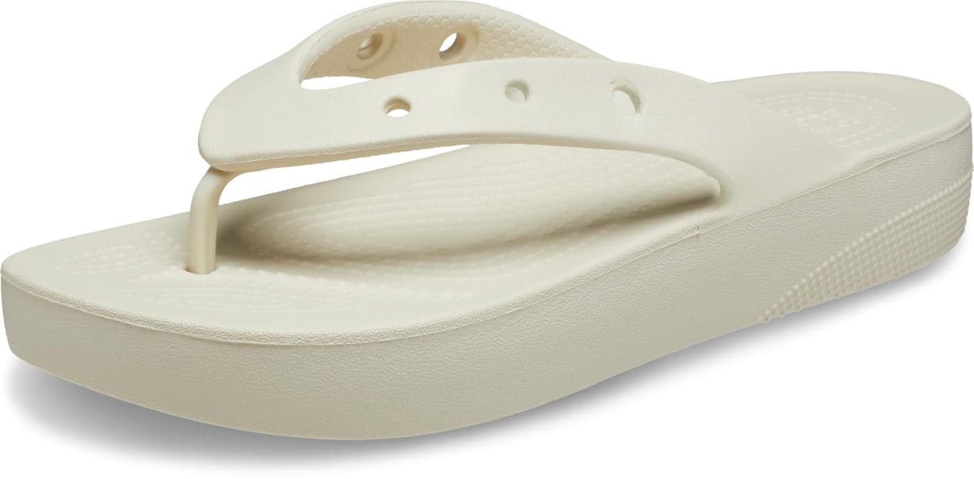 Crocs Women's Classic Platform Flip Flops, Platform Sandals, Bone, 5 Women