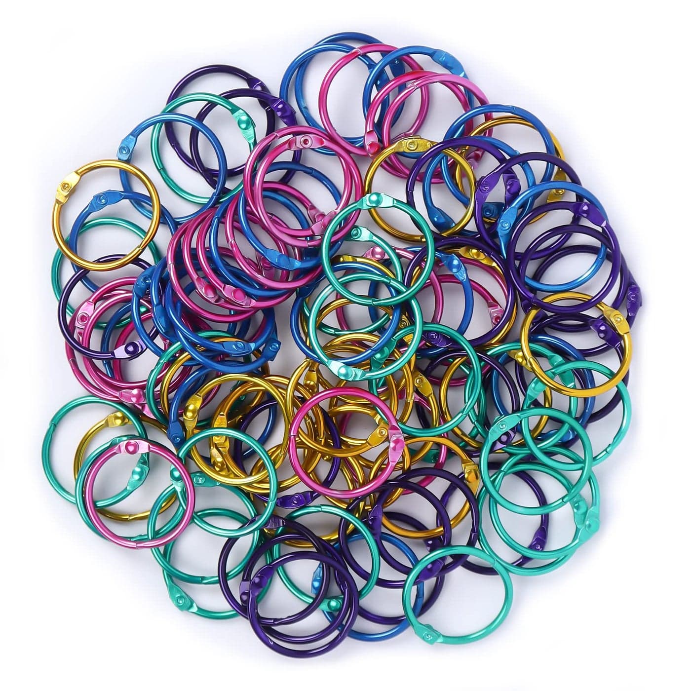 MUSCELL Binder Rings Loose Leaf RingsOffice Book Rings 1 Inch 100pcs Assorted Colors