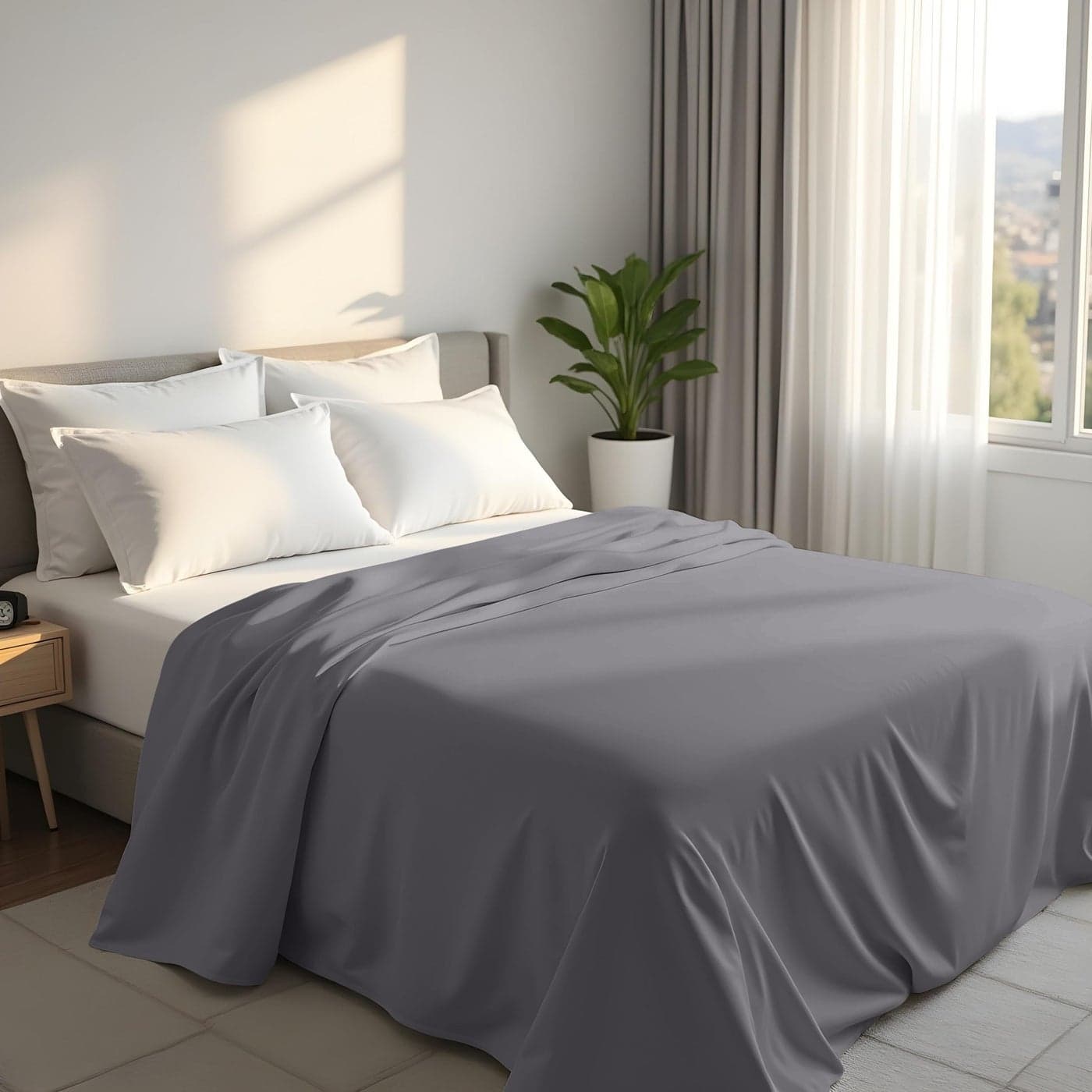 Utopia Bedding Single Flat Sheet Easy Care Soft Brushed Polyester Microfiber Fabric Wrinkle Shrinkage and Fade Resistant Grey