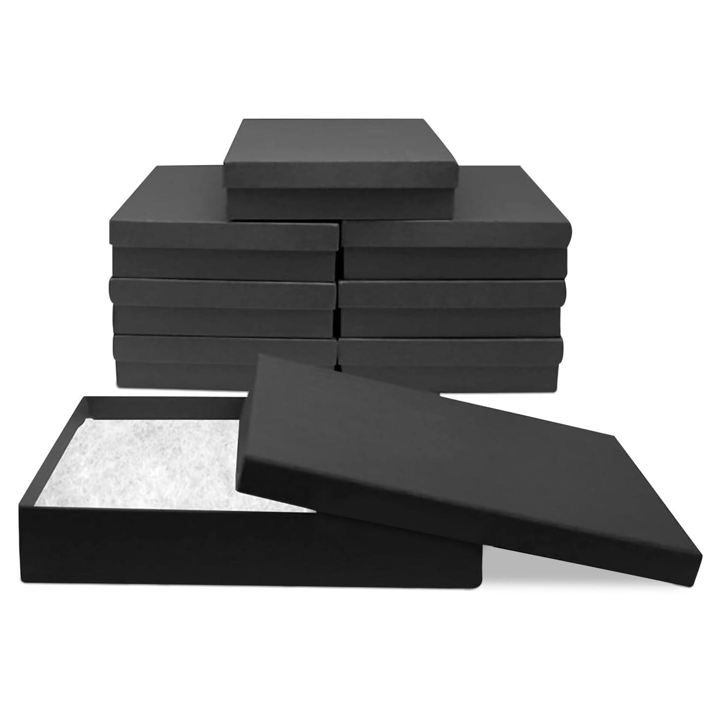 Novel Box 8 Pack Black Jewelry Gift Box 7x5x125in with Cotton Filled Cardboard Jewelry Box Gift Boxes with Lids Made in USA Boxes for Bracelet Necklace Ring Earrings