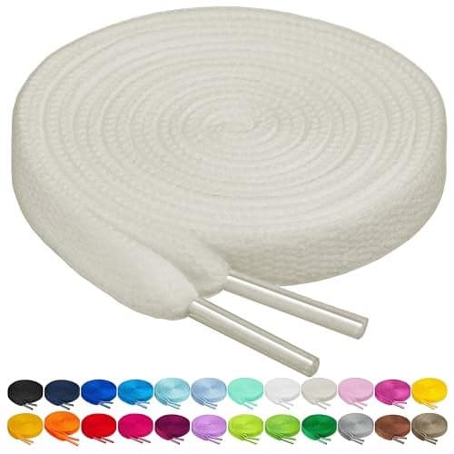Birch Shoelaces In 27 Colors Flat 5/16" Shoe Laces In, Ivory, Size 37" (94Cm)