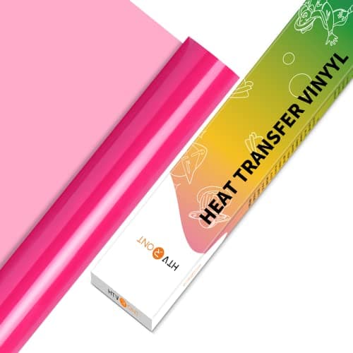 HTVRONT HTV Vinyl Rolls Heat Transfer Vinyl 12 x 5ft Neon Pink HTV Vinyl for Shirts Iron on Vinyl for All Cutter Machine Easy to Cut Weed for Heat Vinyl Design Neon Pink