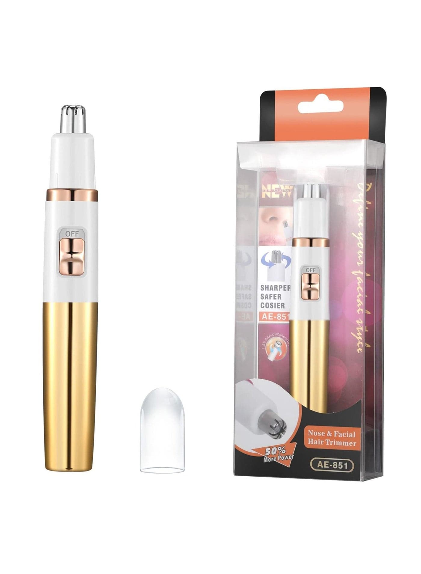 Nose Trimmer, Ladies Painless Ear and Hair Trimmer for Men, Waterproof Clipper, Eyebrow Facial Trimmer(Gold)