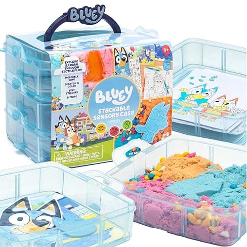 Bluey Stackable Sensory Case Reusable Sensory Bin with Stickers Sensory Play Sand Bags Coloring Activities Toddler Activities Sensory Toys Sensory Toys for Toddlers 13
