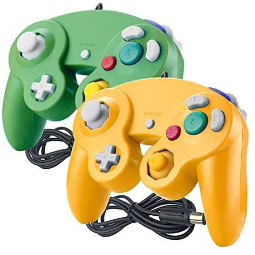 Reiso Gamecube Controller, 2 Pack NGC Classic Wired Controller for Wii Game cube Console (Orange and Green)