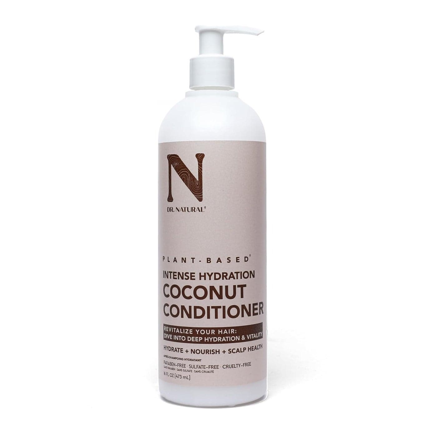 Dr Natural Conditioner Coconut Oil 16 oz Hair Conditioner for All Hair Types Promotes Hair Growth and Scalp Health Conditioner for Frizzy Dry Hair Infused with Green Tea and Kelp Extract