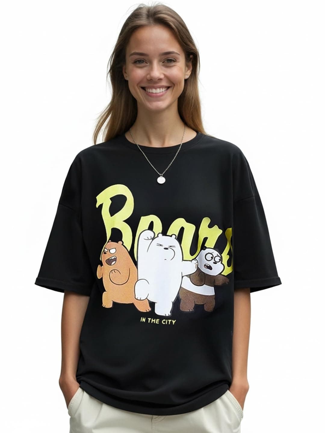 Bewakoof Women's Cotton Official Cartoon Network Merchandise Graphic Printed Oversized T-Shirt_610867_Black_2XL