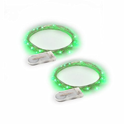 RTGS 2 Sets 20 LEDs Green Color String Lights Silver Wire Indoor and Outdoor 6.5 Feet Firefly Starry Fairy Lights Battery Powered for DIY, Christmas, Holidays, Party, Bedroom and Centerpieces