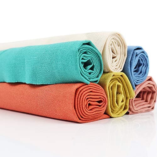 Embroidery Fabric6 Pcs 6 Solid Colors Linen Needlework Fabric Cross Stitch Cloth for DIY Art Craft Handwork