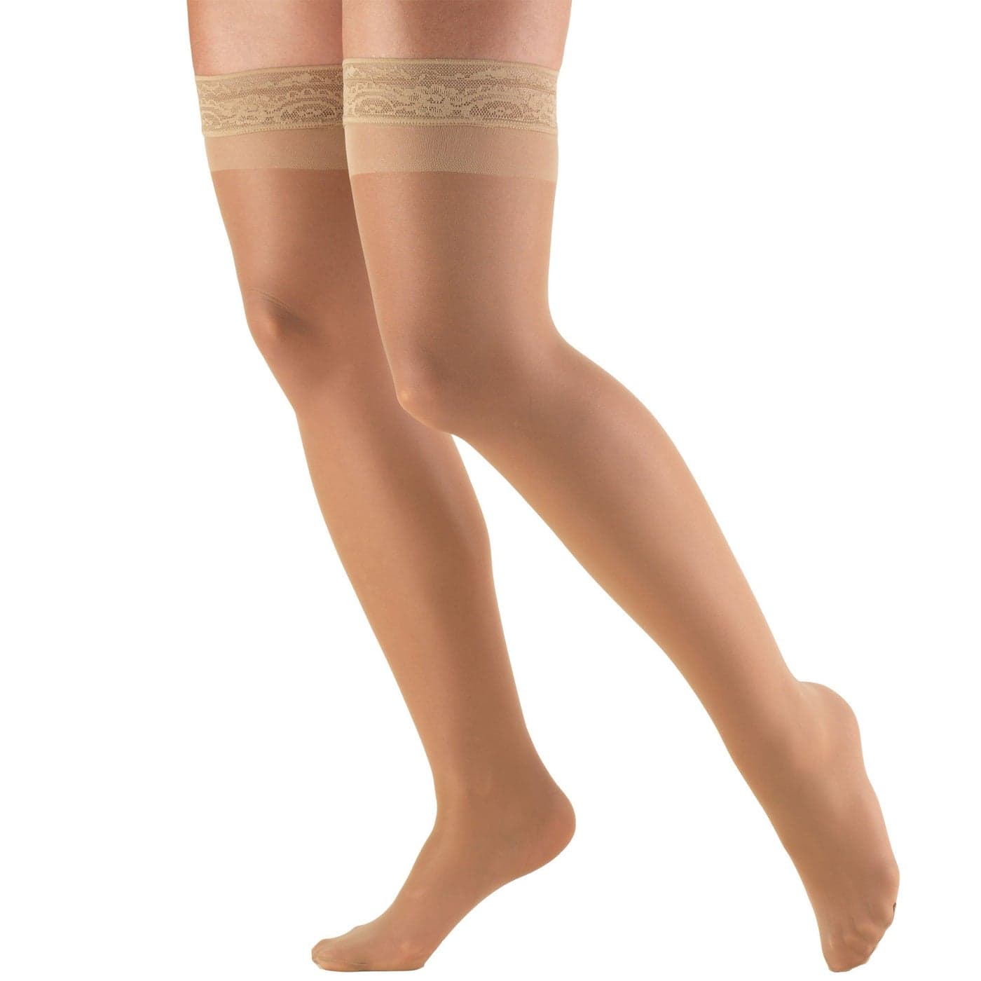 Truform Sheer Compression Stockings 815 mmHg Womens Thigh High Length 20 Denier Beige Large