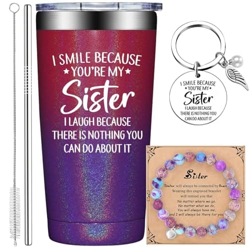Grifarny Sister Gifts - Mothers Day Gifts for Sisters - Birthday, Christmas, Valentines Day Gift for Sisters - I Smile Because You are My Sister Tumbler Cup 20oz