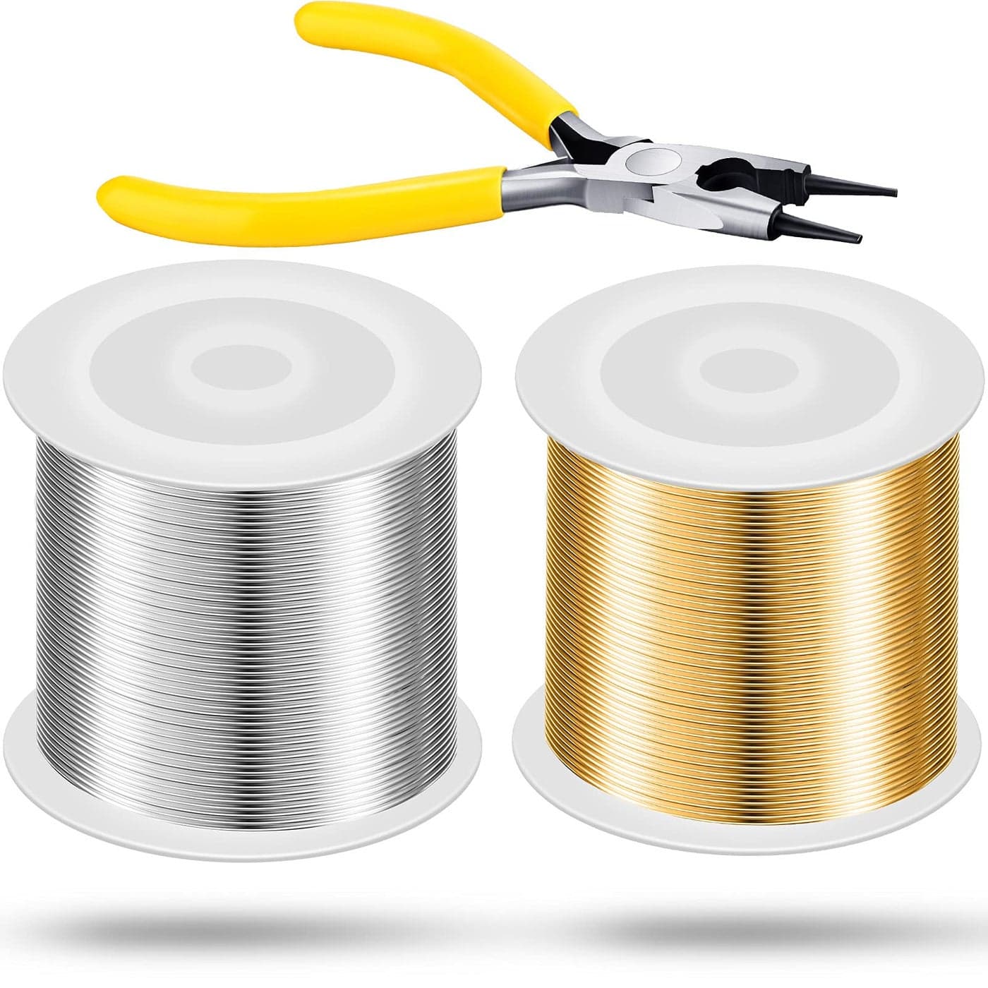 Mudder 2 Rolls Wire for Jewelry Making and Pliers Silver Craft Tarnish Resistant Jewelry Beading Wire for DIY Craft Making Supplies GoldSilver20 Gauge