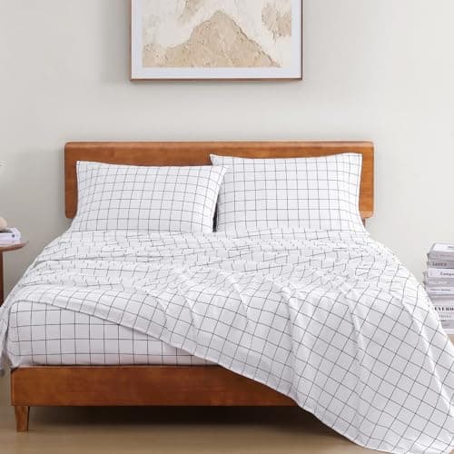 LANE LINEN Bedsheets for Single Bed - 100% Organic Cotton Flat Sheet Set, Soft Breathable Fabric, Oeko-TEX Certified, Comfortable Single Bedsheet with Pillow Cover - Windowspan Charcoal