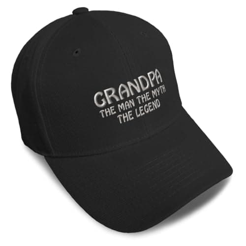 Baseball Caps for Men & Women Embroidered Grandpa Man Myth Legend Grandfather Pops Ladies & Men Baseball Hats Acrylic Black Design Only
