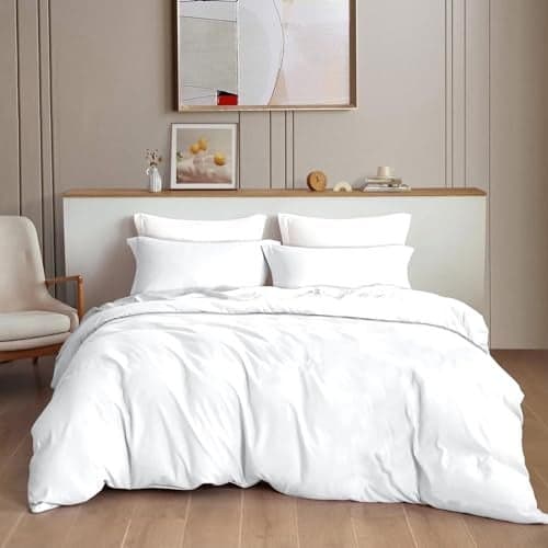 TIB Glace Cotton 140 GSM Plain King Size Bedsheet with 2 Pillow Covers, Bedsheet for Double Bed, 90X100 Inches, for Home, Hotel, Guest Room, White