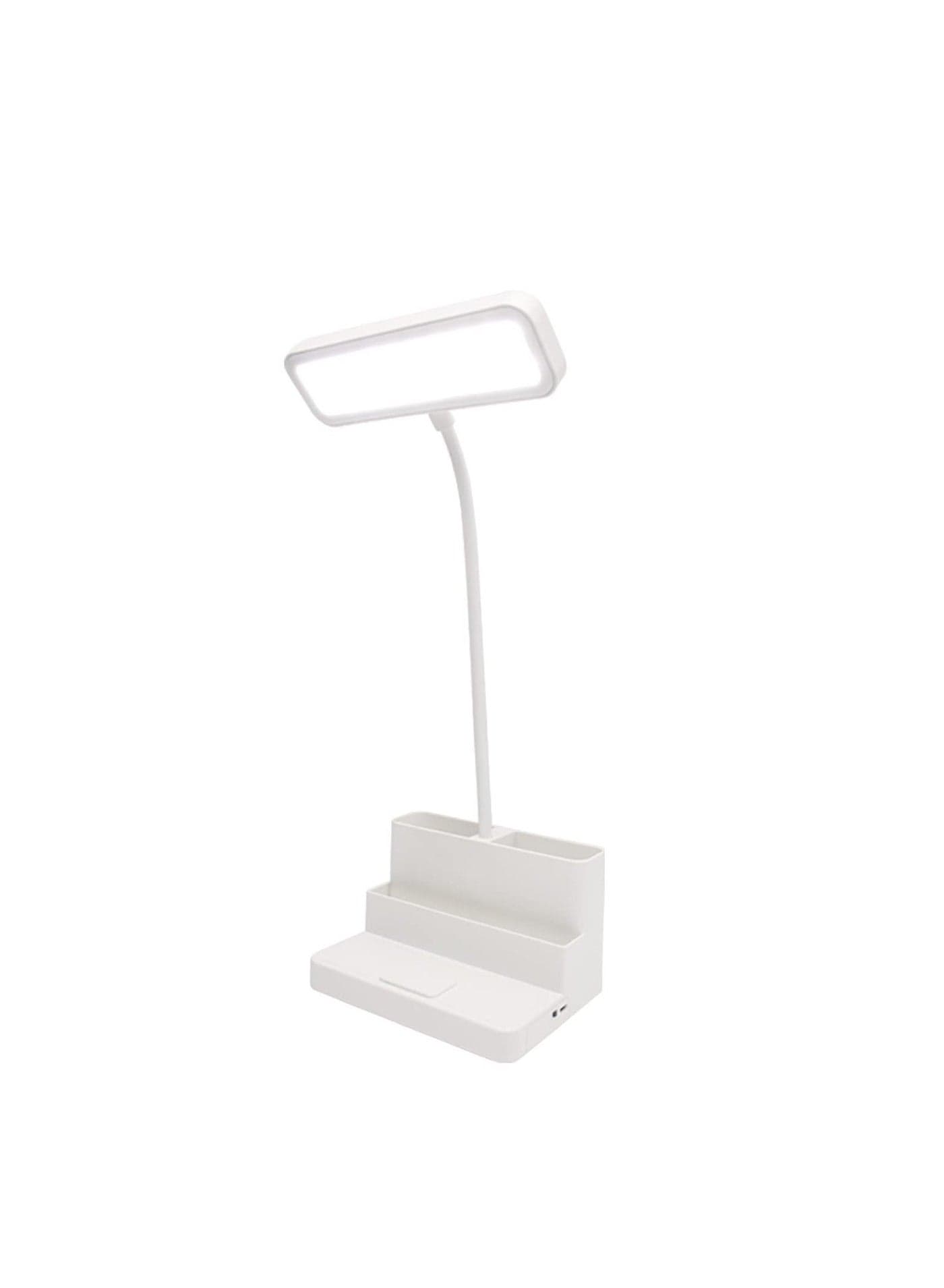 Desk Lamp, LED Eye-Protection Lamp Battery Operated & Rechargeable Light for Home Office Dimmable Eye-Caring Pen Holder Adjustable Gooseneck Reading (White)
