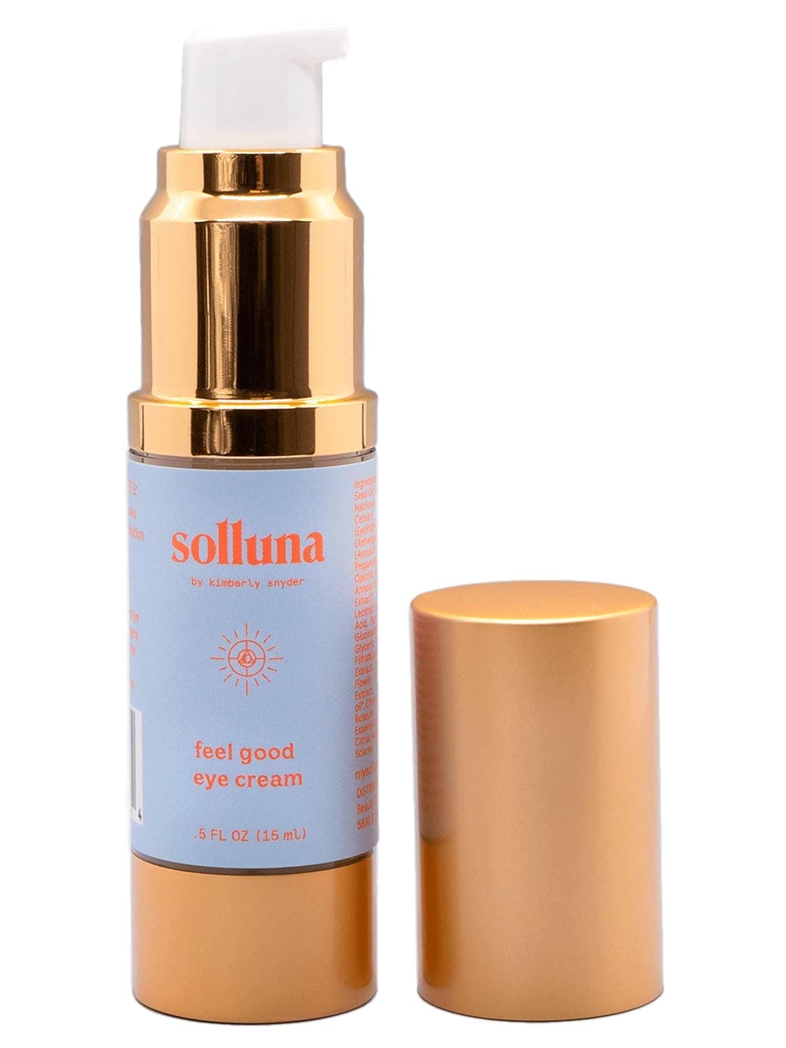 Solluna by Kimberly Snyder Feel Good Eye Cream AntiAging Eye Cream Under Eye Treatment Ashwagandha Hyaluronic Acid Eyebright Natural CrueltyFree NonGMO