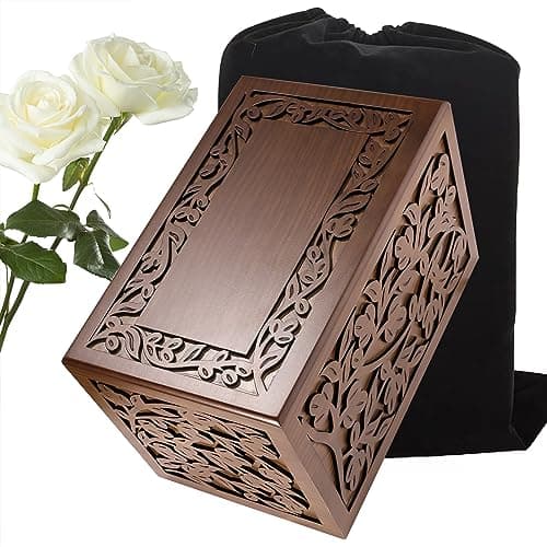Cremation Urns for Human Ashes Adult Male or Female, Funeral Memorial Urns for Ashes, Wooden Tree of Life Decorative Urns Box and Casket for Men Women Child, Burial Urn for Adults Up to 250 IBS