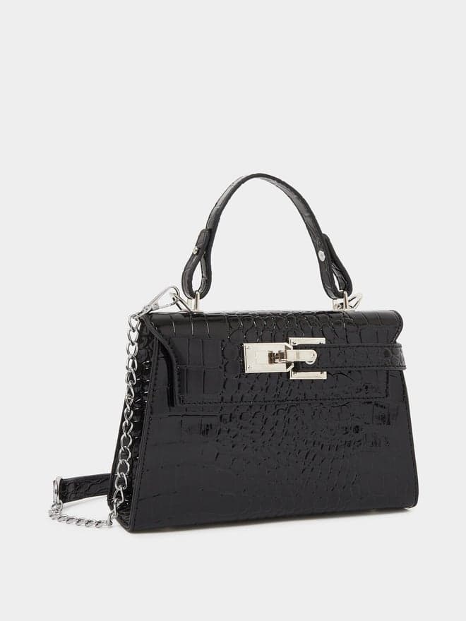 Styli Textured Flap Handbag with Turn-Lock