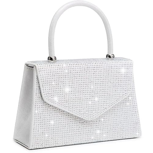 Dasein Women's Evening Bag Party Clutches Wedding Purses Cocktail Prom Handbags with Frosted Glittering (Rhinestone-white)