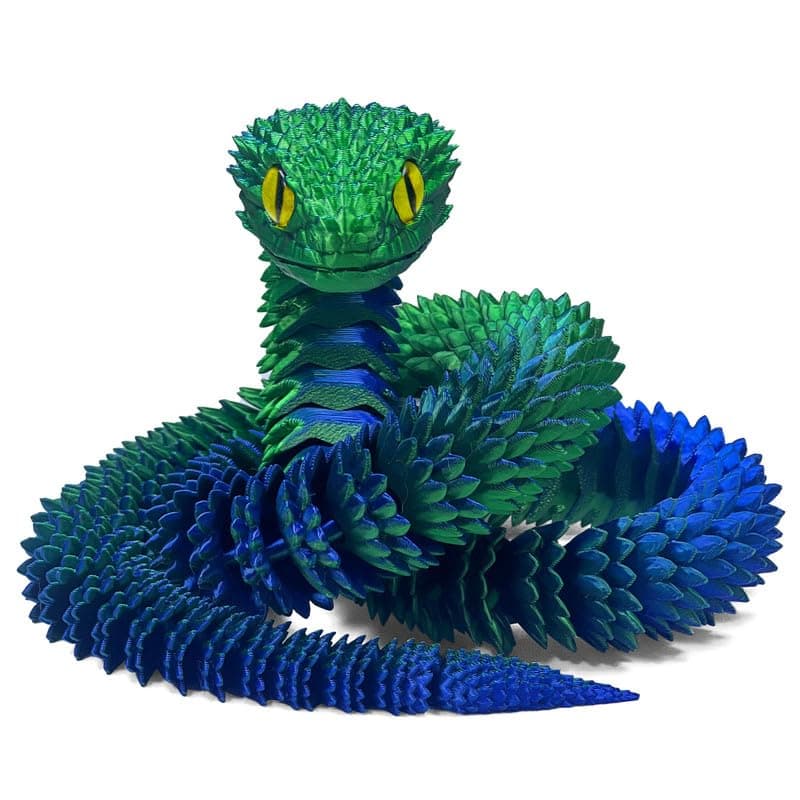 30 Inch 3D Printed Snake Movable Articulated Snake Perfect 3D Printed Animals for Educational Toys MustHave Toys for Kids and Collectors Home Office Executive Desk Decor Blue Green