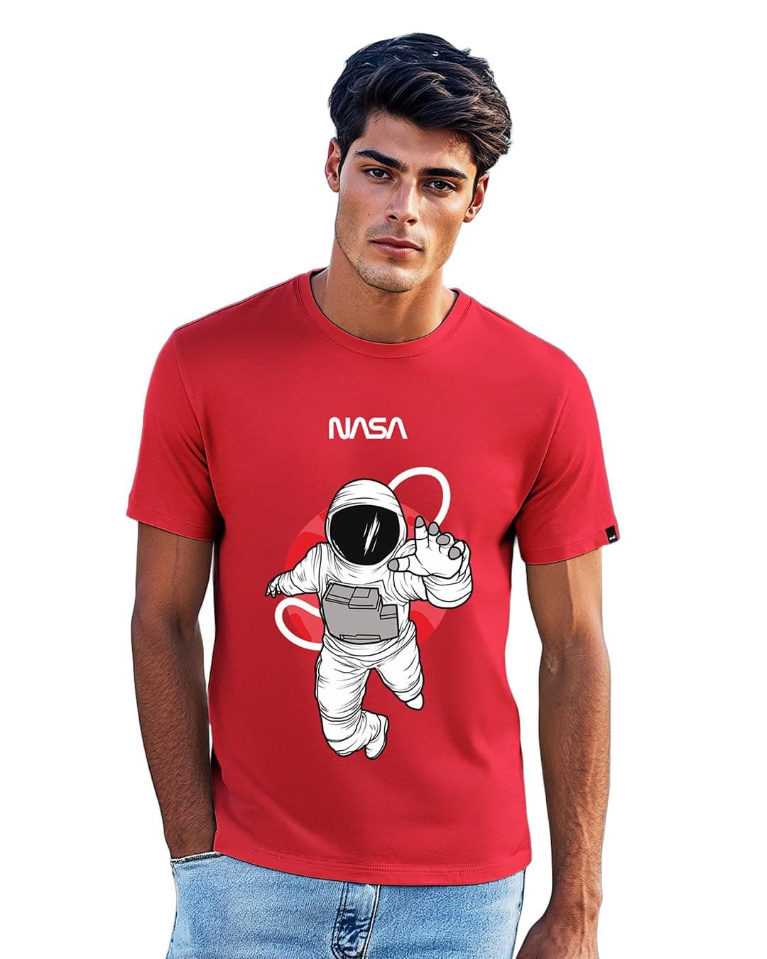 Bewakoof Men's NASA Printed 100% Cotton T-Shirt - Regular Fit, Round Neck, Half Sleeves