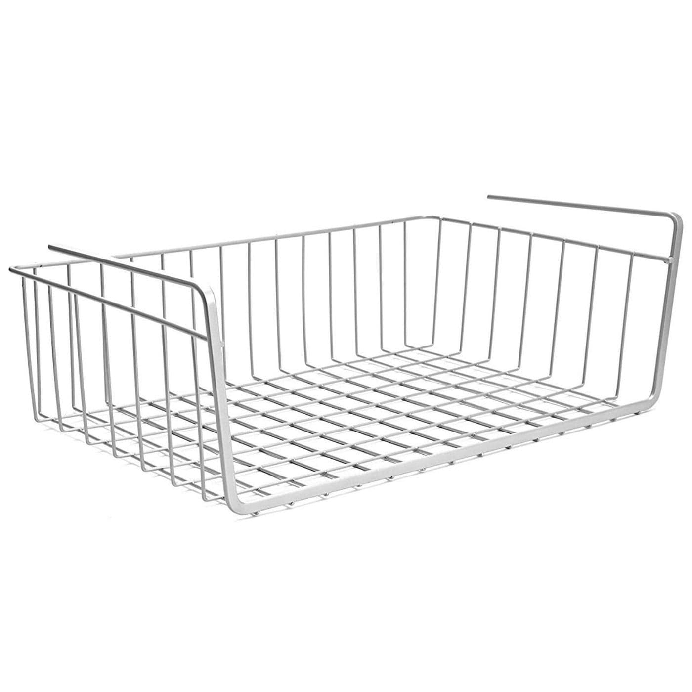 Go Hooked 16 Inch Under Shelf Basket (Large Powder Coated Iron Silver) for Maximum Storage Efficiency Optimize Your Space for Kitchen and Pantry Home and Office