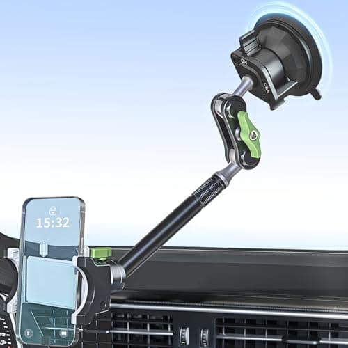 Tmengdao Car Phone HolderPhone Mount for Car Windshield TruckHolder with 360 Rotating Metal ArmMount with Super Stable Suction Cup for All Vehicles