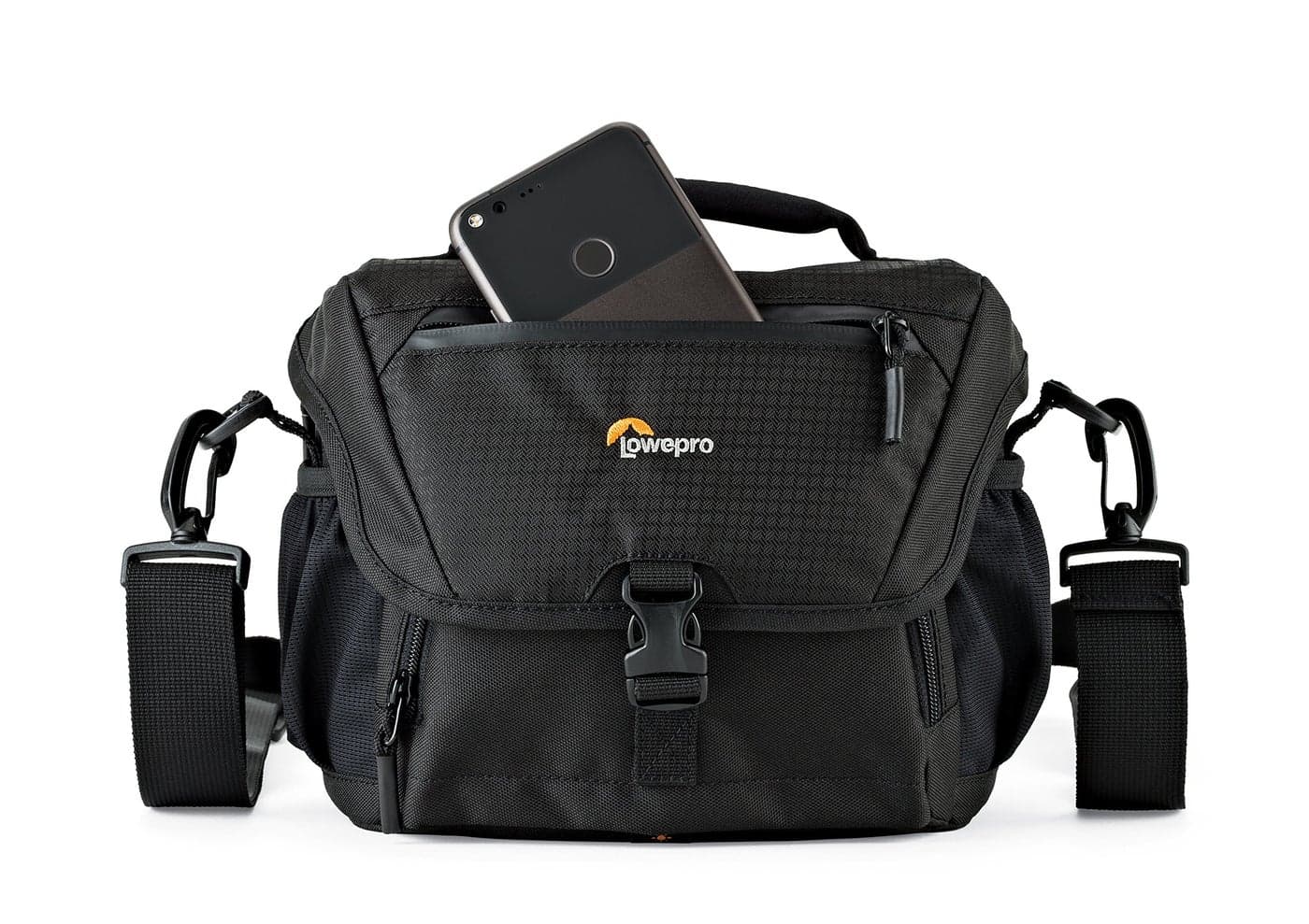 Lowepro LP37119, Nova 160 AW II Camera Bag, Customizable, Portable, Fits DSLR with 17-85 mm Attached Lens, Compact Drone, 1-2 Additional Lenses, Flash, Black