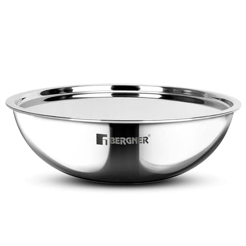BERGNER Argent TriPly Stainless Steel 24 cm Tasra with Stainless Steel Lid, 2.5 LTR Tasla with Lid, Food Safe, Flared Rim, Durable, Dishwasher Safe, Induction Ready, 5-Year Warranty