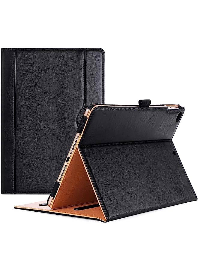 Ipad 9.7 Case For 2018 Ipad 6Th Generation/ 2017 Ipad 5Th Generation, Stand Folio Cover Leather Case With Pencil Holer For Apple Ipad 9.7 Inch, Also Fits Ipad Pro 9.7/Ipad Air 2/Air -Black