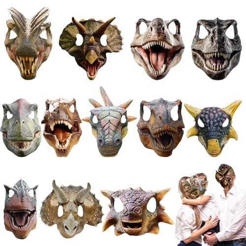 Minatee 24 Pcs Jurassic Dinosaur Party Decorations Dino Masks Birthday Decorations for Kids Party Supplies Animal Mask Theme Birthday Gifts for Boys Girls