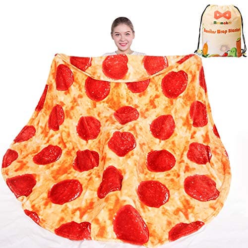 mermaker Pepperoni Pizzas Blanket 20 Double Sided 71 inch for Adult and Kids 285 GSM Realistic Food Blanket Adult Size Funny Gifts for Teenage Boys and Girls