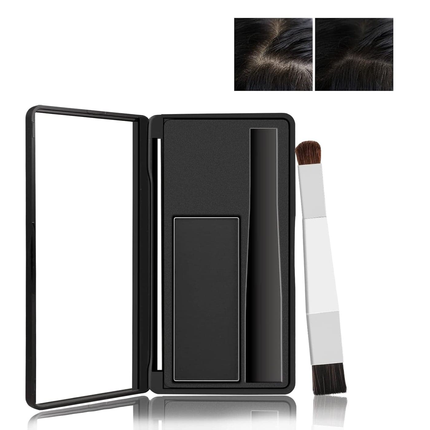 Boobeen Hair Shadow Powder Kit Root Touch Up Powder Cover Hair Color Temporary Concealer Powder with Brush for Gray Hair Root