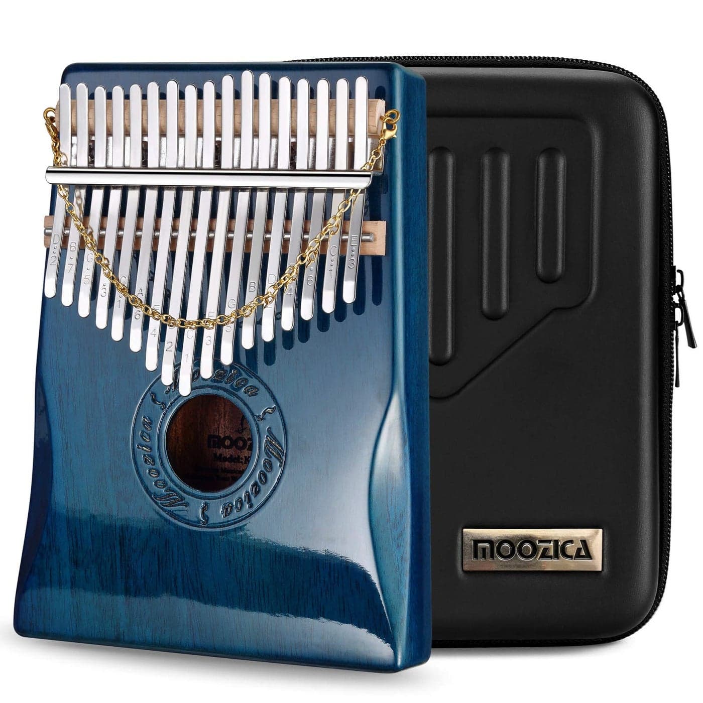 Moozica 17 Keys Kalimba Thumb Piano Solid Mahogany Wood Professional Marimba Mbira with Piano Lacquer Finishing Musical Instrument Gift BlueK17BP