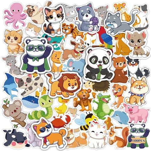 OHOME Water Bottle Stickers for Kids,Cute Animal Aesthetic Sticker Pack - Party Favors for Kids 4-8 | 3-12 Boy Girl Birthday Gift,Arts Crafts Preppy Stuff for 8-12,100 PCS