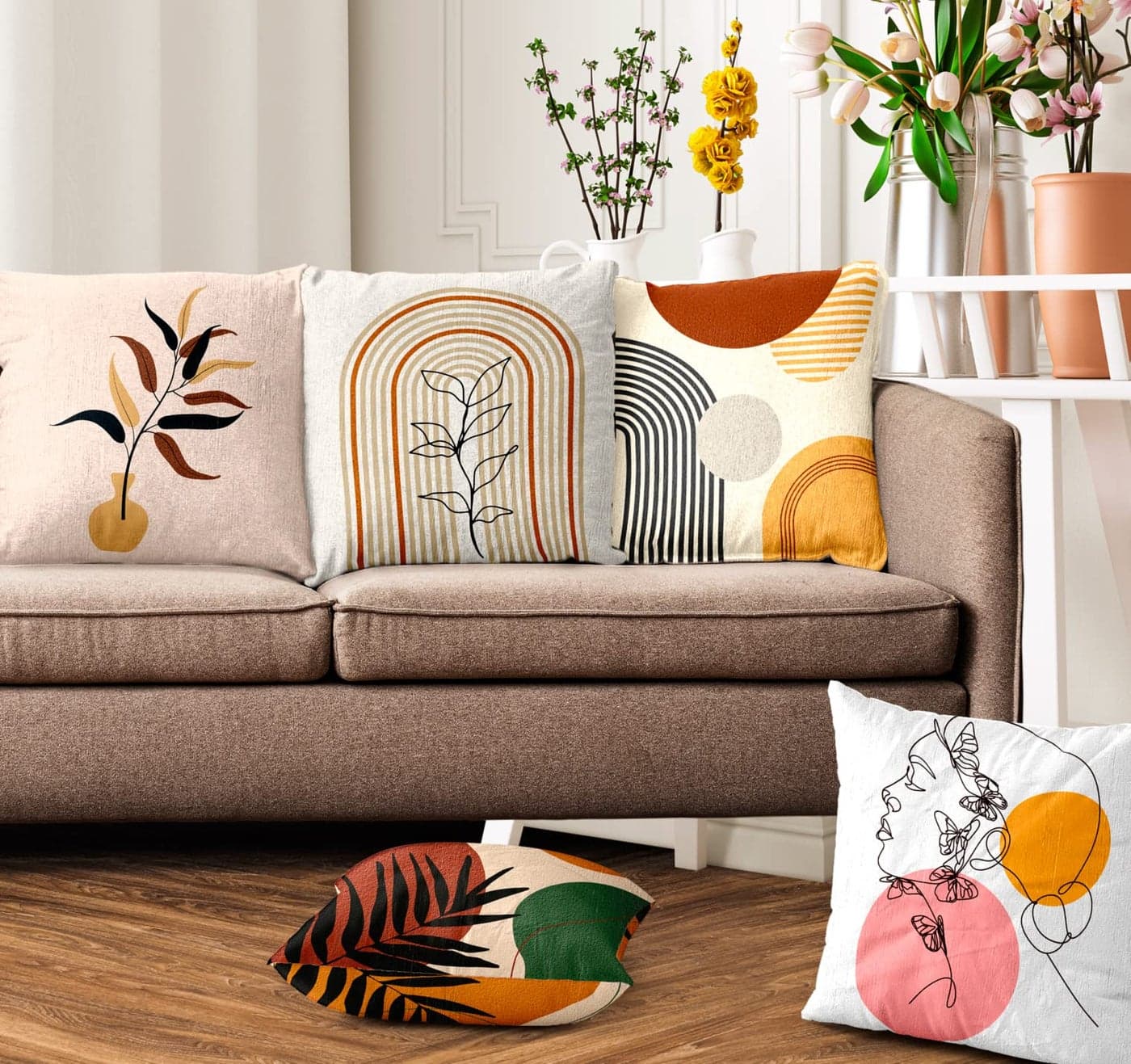 Ultimate Trends Polyester Digital Modern Printed Cushion Cover 24x24 Set of 5, Multi Color(UTCC-New-06_24)