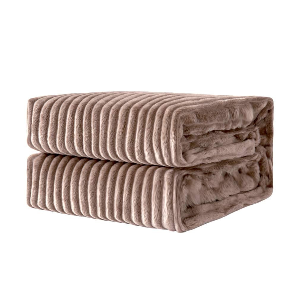 MIULEE Flannel Fleece Throw Blankets Soft Warm Comfortable Throws for Sofa Corduroy Fluffy Blanket Bed Throw for Bedroom Couch Travel Kids Bedroom Accessories 50x60Inch Brown