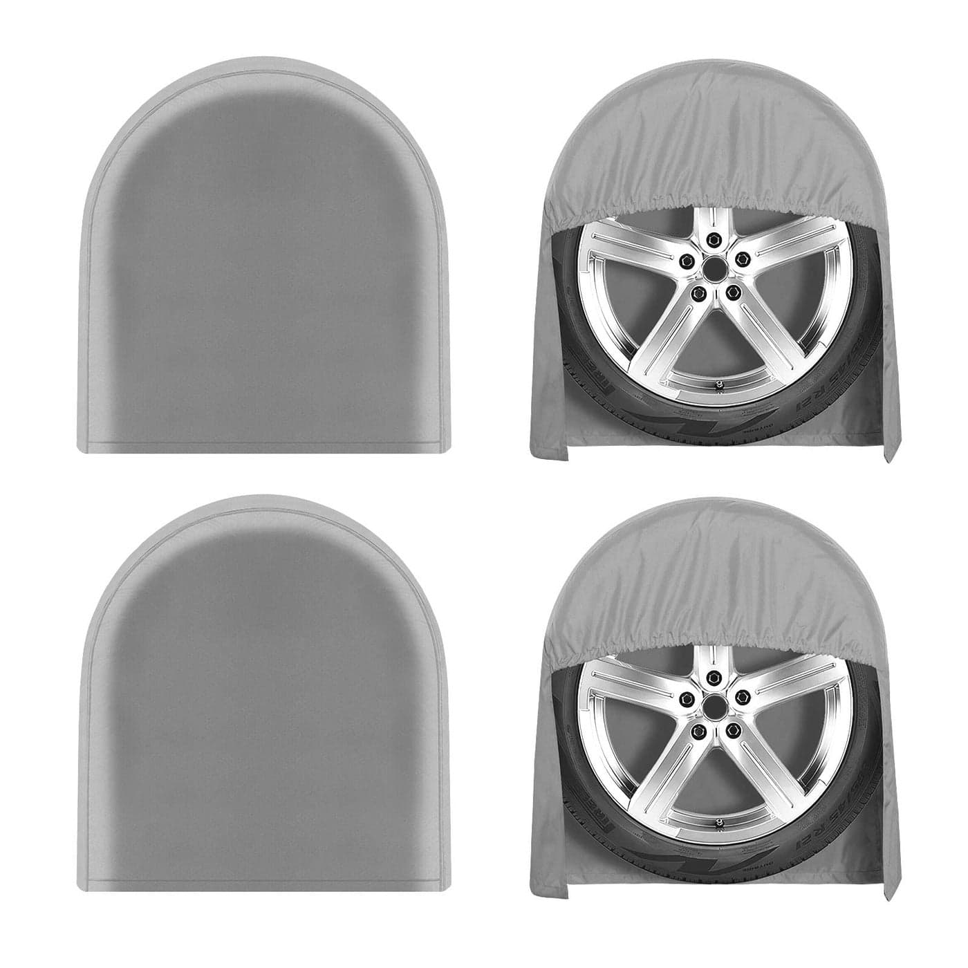 OutdoorLines Outdoor Waterproof Tire Covers Set of 4 UVProof Trailer Wheel Cover Windproof Tire Protector for RV Jeep Trailers Camper Van Truck Universal Tire Covering Fits Diameters 2729 Gray