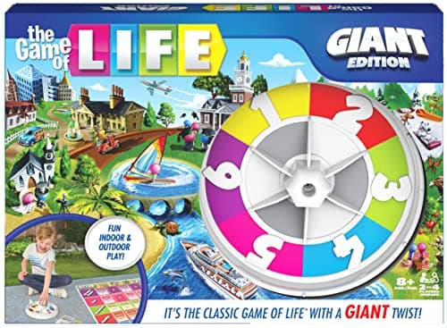 The Game of Life Giant Edition Family Board Game IndoorOutdoor Fun Game with Big Oversized Gameboard Cards Spinner for Adults and Kids Ages 8 and up