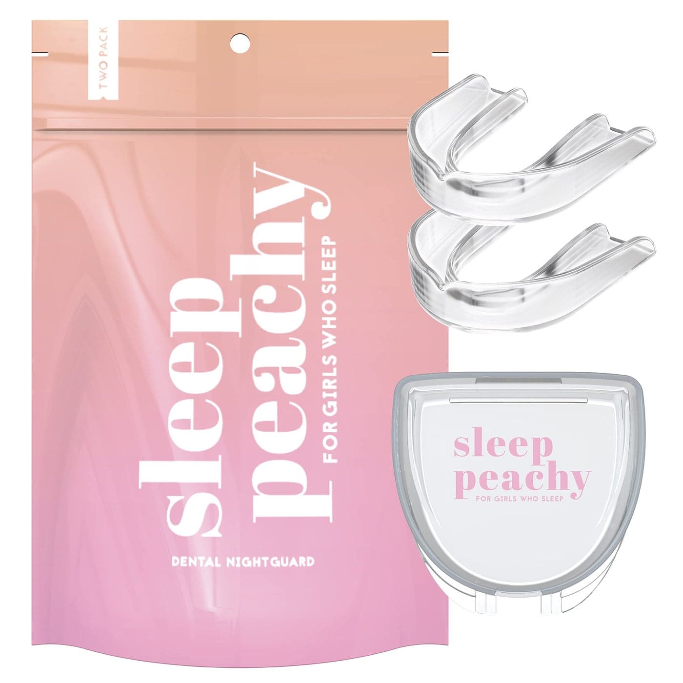 Sleep Peachy Night Guard for Women Pack of 2 Mouth Guard for Teeth Grinding Clenching and Bruxism Clear